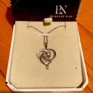 Sterling silver and cb heart necklace.